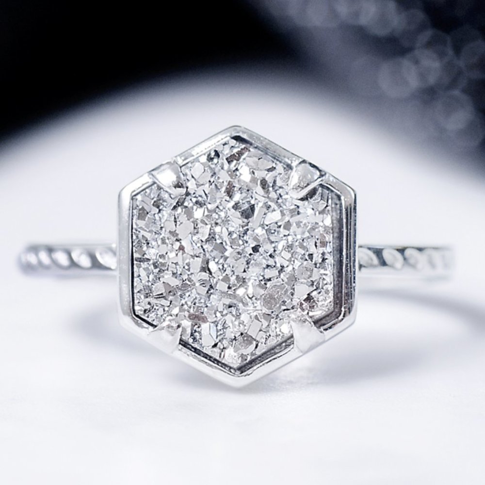 Druzy Stone ring, made with 925 Sterling Silver, Charmed Aroma